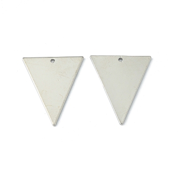 Brass Pendants, Stamping Blank Tag, Triangle, Platinum, 30.5x25.5x1mm, Hole: 1mm
