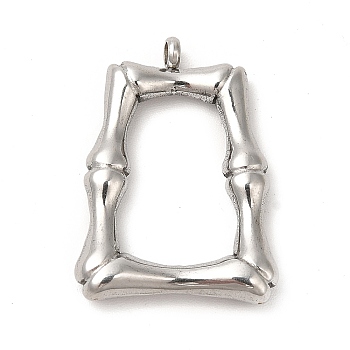304 Stainless Steel Pendants, Trapezoid Charm, Stainless Steel Color, 24x17.5x4mm, Hole: 1.8mm