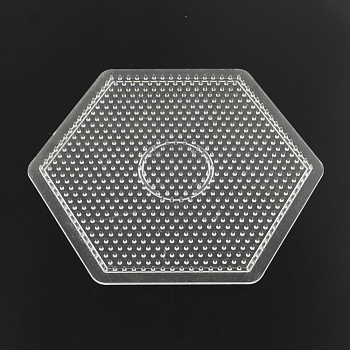 Hexagon ABC Plastic Pegboards used for 5x5mm DIY Fuse Beads, Clear, 146x166x5mm