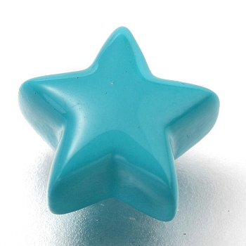 Spray Painted Brass Beads, Star, Teal, 9.5x10x5.5mm, Hole: 2.3mm