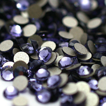 Glass Flat Back Rhinestone, Grade A, Back Plated, Faceted, Half Round, Tanzanite, 3~3.2mm, about 1440pcs/bag