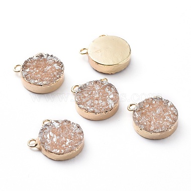 Light Gold Flat Round Druzy Agate Charms