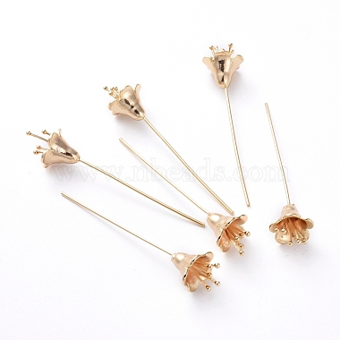 Épingles à tête en forme de fleur en laiton(KK-E783-10G)-2