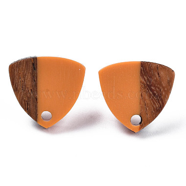 Resin & Walnut Wood Stud Earring Findings(MAK-N032-023A)-4