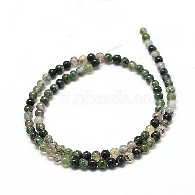 Natural Moss Agate Round Bead Strands(X-G-P072-01-4mm)-2