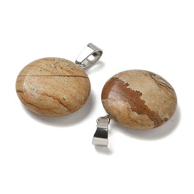 Natural Picture Jasper Pendants(G-B127-14P-05)-2