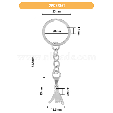 Pull Hook Gesture Alloy Pendant Keychain(KEYC-WH0036-36B)-2