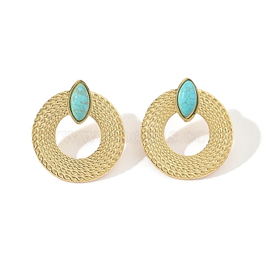 Donut Synthetic Turquoise Stud Earrings