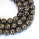 Piedra natural de encaje negro de madera hebras de perlas redondas(X-G-E334-10mm-03)-1