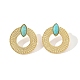 201 Boucles d'oreilles en forme de donut en acier inoxydable avec oeil de cheval turquoise synthétique(EJEW-D084-12G)-1