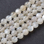 Natural White Moonstone Beads Strands, Round, 8~8.5mm, Hole: 1mm, about 47pcs/strand, 15.35 inch(39cm)(G-I268-A-8mm)