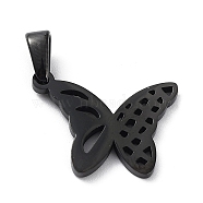 Ion Plating(IP) 304 Stainless Steel Pendants, Butterfly, Black, 14x18x1.5mm, Hole: 6x2mm(STAS-I127-045B)