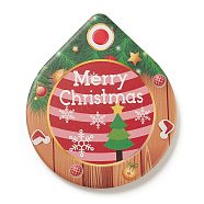 Christmas Porcelain Coasters, Cork Bottom Cup Mats, Teardrop, Red, 108~109x92~93x7.5~8mm(HOUS-D001-01C)