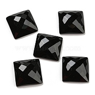 Natural Black Onyx Cabochons, Dyed & Heated, Faceted, Square, 20x20x6.5mm(G-P513-04B-01)