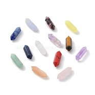 Natural & Synthetic Mixed Gemstone Double Terminal Pointed Beads, Mixed Dyed and Undyed, No Hole, Faceted Bullet Beads, 14x4.5x4mm(G-G012-03)