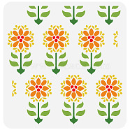 PET Hollow Out Drawing Painting Stencils, for DIY Scrapbook, Photo Album, Flower Pattern, 30x30cm(DIY-WH0383-0088)