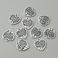 Alloy Pendants, Heart with Tree Pattern Charm, Antique Silver, 18.5x17x1mm, Hole: 1.6mm(FIND-WH0126-369AS)