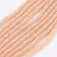 Opaque Glass Beads Strands, Faceted, Rondelle, PeachPuff, 2.5x1.5~2mm, Hole: 0.5mm, about 185~190pcs/strand, 13.7 inch~14.1 inch(EGLA-K010-B11)