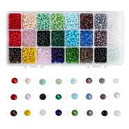 Glass Beads, Faceted, Rondelle, Mixed Color, 4x3mm, Hole: 0.4mm, 24 colors, 200pcs/color, 4800pcs/box(EGLA-JP0002-04A-4mm)