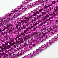 Faceted Rondelle Transparent Painted Glass Beads Strands, Magenta, 3x2.5mm, Hole: 0.5mm, about 148pcs/strand, 14.9 inch(DGLA-J001-C06)