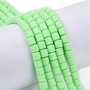 Handmade Polymer Clay Bead Strands, Column, Pale Green, 6.5x6mm, Hole: 1.2mm, about 61pcs/strand, 15.75 inch(40cm)(CLAY-ZX006-01-61)