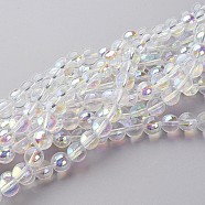 13 inch AB Color Plated Round Glass Beads, White, about 42pcs/strand, hole: about 0.8mm(X-GR8mmC28-AB)