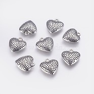 CCB Plastic Pendants, Heart, Antique Silver, 26x24.5x7.5mm, Hole: 3mm(CCB-G006-50AS)