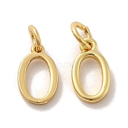 Brass Pendants, with Jump Ring, Letter O, 10x6x1.5mm, Ring: 5x1mm, inner diameter: 3mm(KK-M273-03G-O)