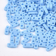 2-Hole Opaque Glass Seed Beads, Rectangle, Light Sky Blue, 4.5~5x2x1~1.5mm, Hole: 0.5~0.8mm(SEED-S023-04E)