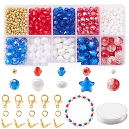 DIY Independence Day Bracelet Necklace Making Kit, Inlcluding Bicone & Star & Round Acrylic & Glass Seed Beads, Alloy Clasps, Elastic Thread, Mixed Color(DIY-FS0004-89)