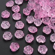 Transparent Baking Painted Glass Beads, Rose, Pearl Pink, 12.5x14x9mm, Hole: 1.2mm(X-GLAA-S190-022-A05)