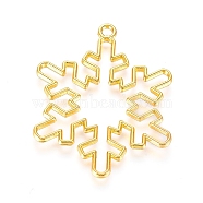Alloy Open Back Bezel Pendants, For DIY UV Resin, Epoxy Resin, Pressed Flower Jewelry, Christmas Snowflake, Golden, 41x33x2mm, Hole: 2mm(X-PALLOY-E564-42G)
