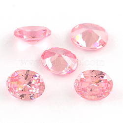 Oval Shaped Cubic Zirconia Pointed Back Cabochons, Faceted, Pearl Pink, 14x10mm(ZIRC-R010-14x10-08)