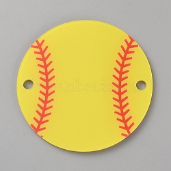 Acrylic Sport Ball Connector Charms, Baseball Links, Yellow, 75x2.6mm, Hole: 2.6mm(MACR-WH0007-160A)