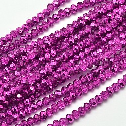 Faceted Rondelle Transparent Painted Glass Beads Strands, Magenta, 3x2.5mm, Hole: 0.5mm, about 148pcs/strand, 14.9 inch(DGLA-J001-C06)