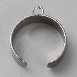 304 Stainless Steel Plain Band Open Cuff Ring Findings, Loop Ring Base, Stainless Steel Color, US Size 8(18.1mm), Wide: 6mm, Hole: 2.5mm(STAS-WH0048-02A-P)