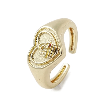 Brass Adjustable Open Rings, Heart, Libra, US Size 7 3/4(17.9mm)