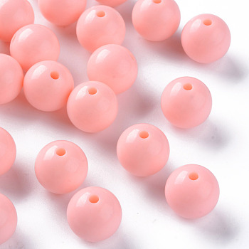Opaque Acrylic Beads, Round, Light Salmon, 16x15mm, Hole: 2.8mm, about 220pcs/500g