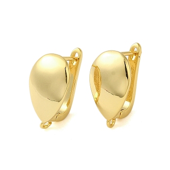 Brass Hoop Earrings Findings, Latch Back, Teardrop, Real 18K Gold Plated, 20x11mm, Pin: 0.8x10mm