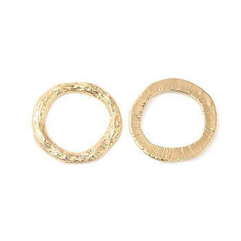 Brass Linking Rings, Nickel Free, Ring, Hammered, Real 18K Gold Plated, 24x2mm, Inner Diameter: 17mm