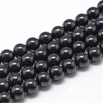Natural Black Tourmaline Beads Strands, Round, 4mm, Hole: 1mm, about 100pcs/strand, 15.7 inch