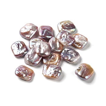 Natural Keshi Pearl Cultured Freshwater Pearl Beads, No Hole, Baroque Pearls, Rectangle, Rosy Brown, 16~18x13.5~15.5x5~7mm