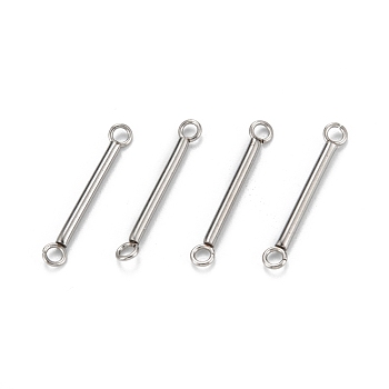 304 Stainless Steel Link Connectors, Column, Stainless Steel Color, 20.5x3x1.5mm, Hole: 1.8mm