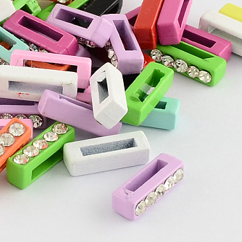 Mixed Color Zinc Alloy Grade A Rhinestone Letter Slide Charms, Letter.I, 13x3.5x4.5mm, Hole: 8x1.5mm
