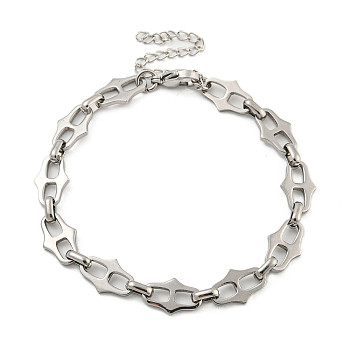 304 Stainless Steel Link Chains Bracelets for Men & Women, Stainless Steel Color, 7-5/8 inch(19.3cm)