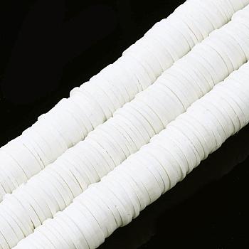 Flat Round Handmade Polymer Clay Beads, Disc Heishi Beads for Hawaiian Earring Bracelet Necklace Jewelry Making, White, 12mm