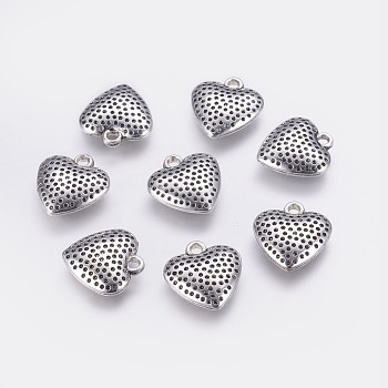 CCB Plastic Pendants, Heart, Antique Silver, 26x24.5x7.5mm, Hole: 3mm
