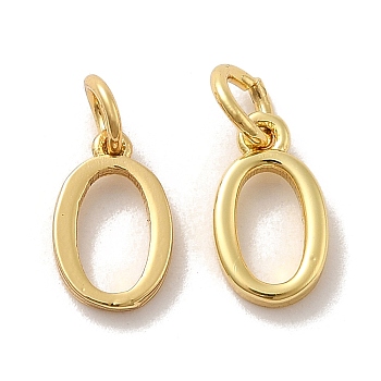 Brass Pendants, with Jump Ring, Letter O, 10x6x1.5mm, Ring: 5x1mm, inner diameter: 3mm
