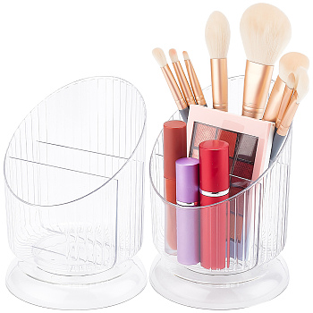 Transparent Plastic Makeup Brush Storage Organizer, for Office Supplies, Makeup Brush Holder Organizer, Clear, 11.5x11.5x15.8cm