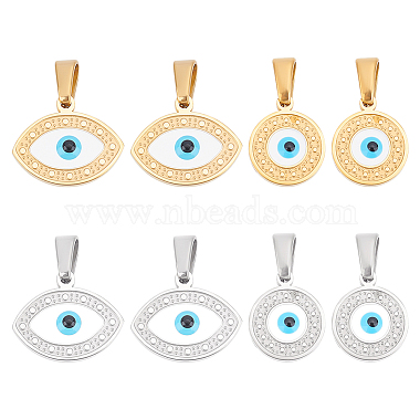 Golden & Stainless Steel Color White Mixed Shapes Alloy+Enamel Pendants